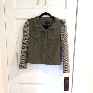 Ella Moss Army Green Black & White Knit Jacket